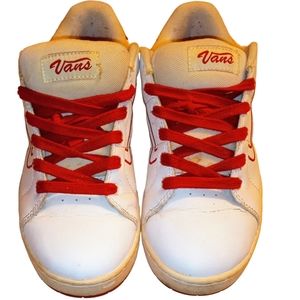 Vans Cantonia Women's Skateboard Sneakers, Size 9M, White and Red Accent & Laces